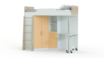 Кровать-чердак со столом Ника 427 BMS для девочек