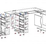 Схема сборки Письменный стол для двоих Вента 74 BMS