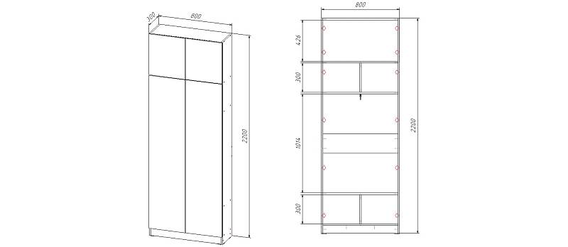 Шкаф распашной Ангард 35 (800*2200*300)